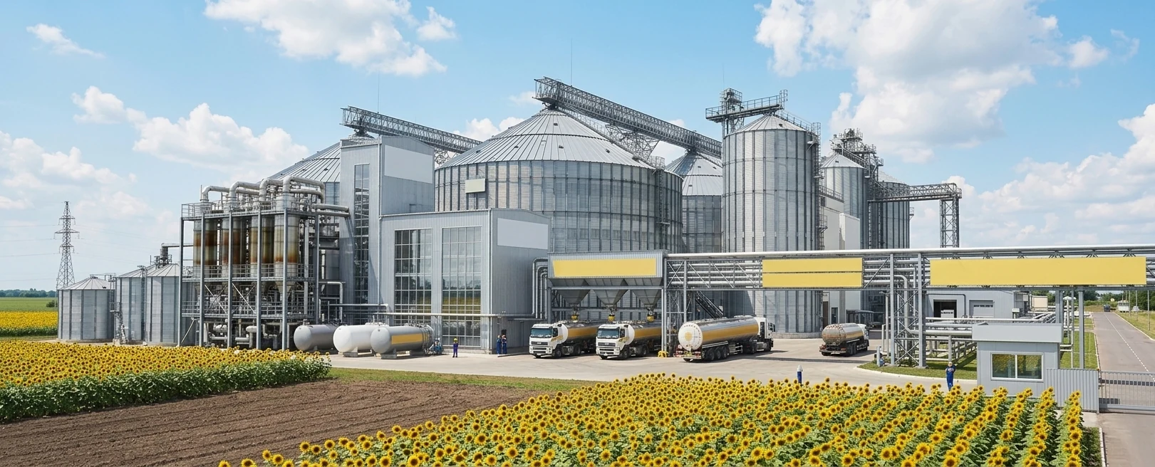 Saha Oil crushing and refining plant with storage silos